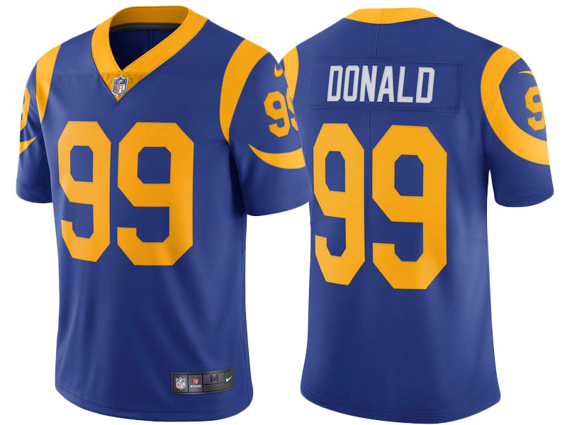 2017 Los Angeles Rams #99 Aaron Donald Royal Vapor Untouchable Limited Jersey With Super Bowl LVI Patch