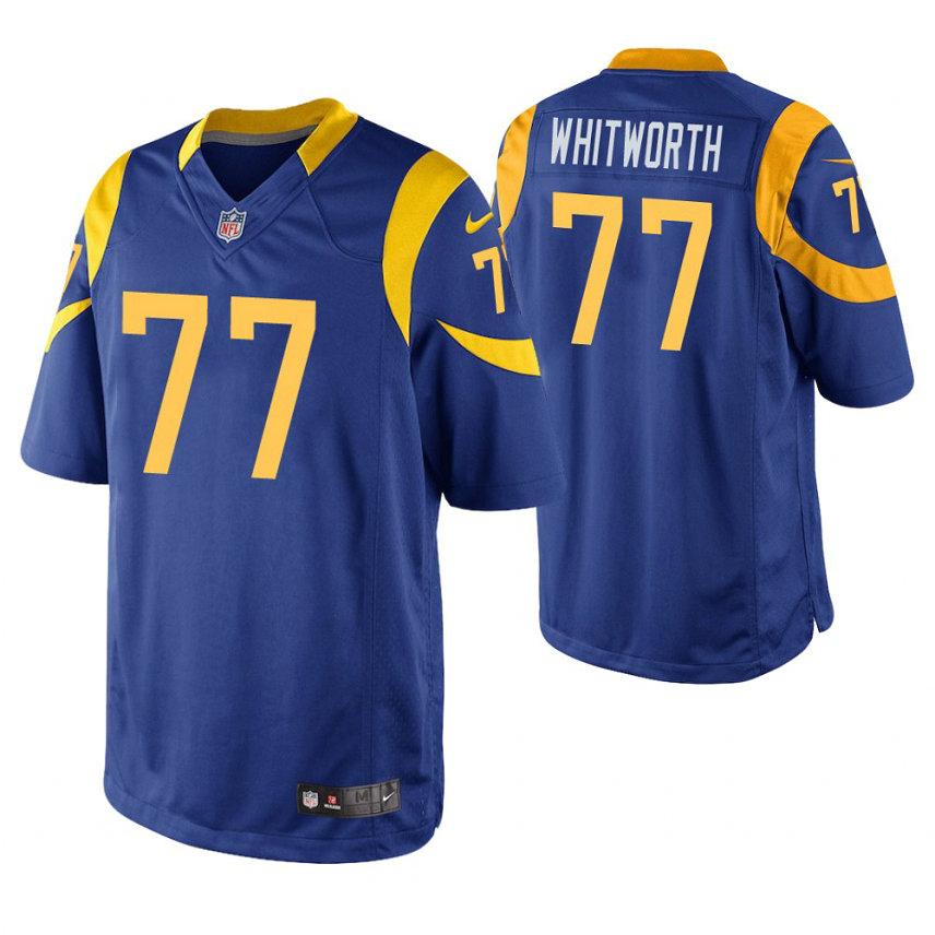 Los Angeles Rams #77 Andrew Whitworth Royal Limited Jersey With Super Bowl LVI Patch