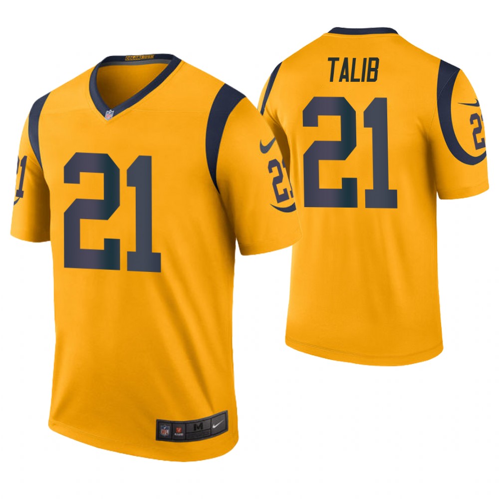 Los Angeles Rams #21 Aqib Talib Gold Color Rush Legend Jersey With Super Bowl LVI Patch