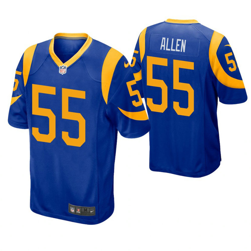 Youth Los Angeles Rams #55 Brian Allen Royal Game Jersey With Super Bowl LVI Patch Youth Los Angeles Rams #55 Brian Allen Royal Game Jersey With Super Bowl LVI Patch