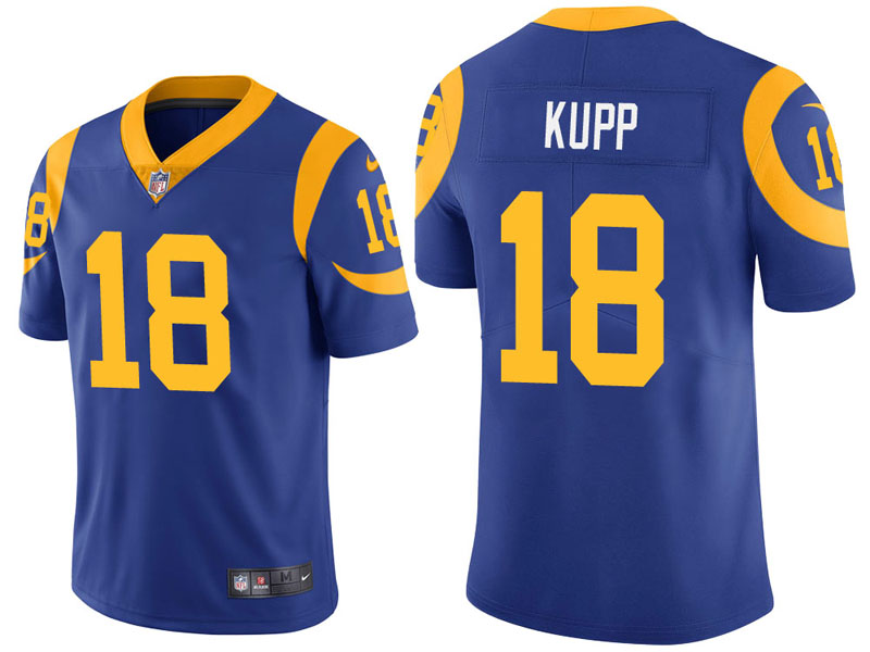 Los Angeles Rams #18 Cooper Kupp Royal Vapor Untouchable Limited Jersey With Super Bowl LVI Patch
