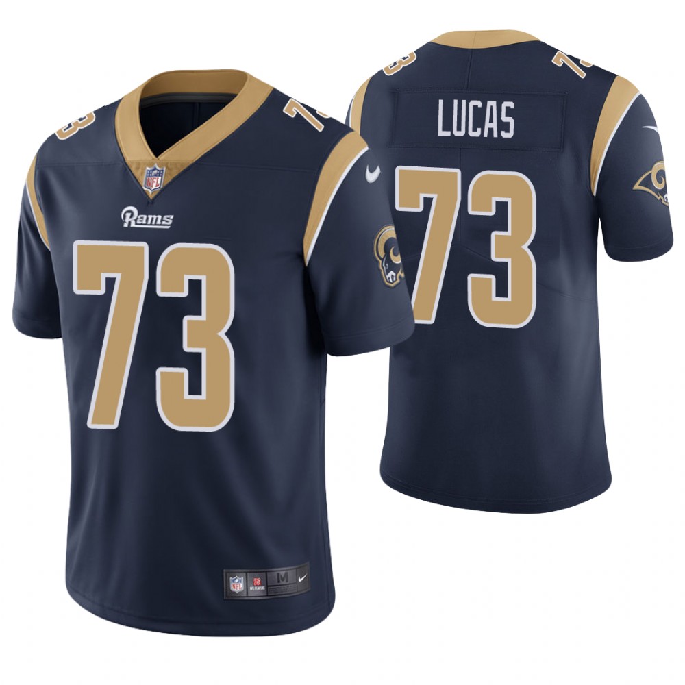 Los Angeles Rams #73 Cornelius Lucas Navy Game Jersey With Super Bowl LVI Patch Los Angeles Rams #73 Cornelius Lucas Navy Game Jersey With Super Bowl LVI Patch