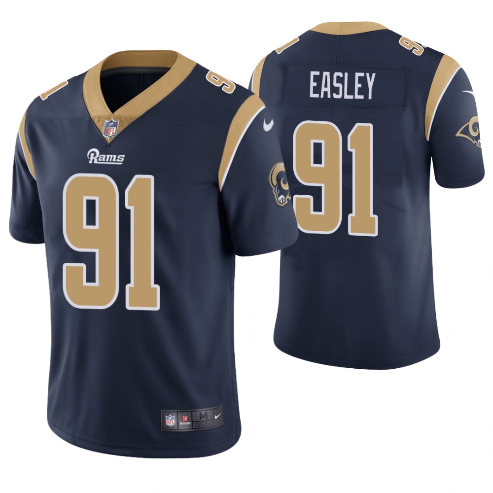 Los Angeles Rams #91 Dominique Easley Navy Game Jersey With Super Bowl LVI Patch Los Angeles Rams #91 Dominique Easley Navy Game Jersey With Super Bowl LVI Patch
