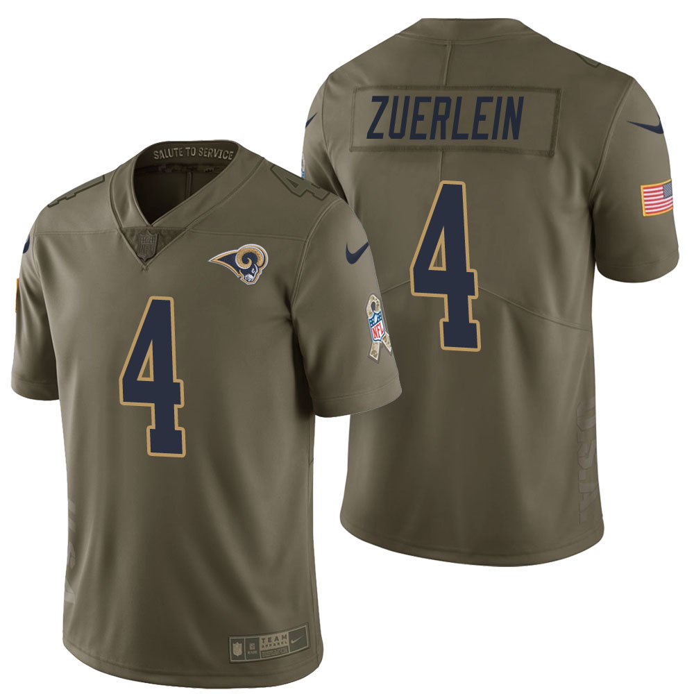 Los Angeles Rams #4 Greg Zuerlein Olive 2017 Salute to Service Limited Jersey With Super Bowl LVI Patch Los Angeles Rams #4 Greg Zuerlein Olive 2017 Salute to Service Limited Jersey With Super Bowl LVI Patch