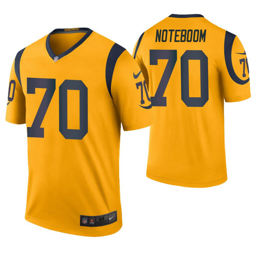 Los Angeles Rams #70 Joseph Noteboom Gold Color Rush Legend Jersey With Super Bowl LVI Patch