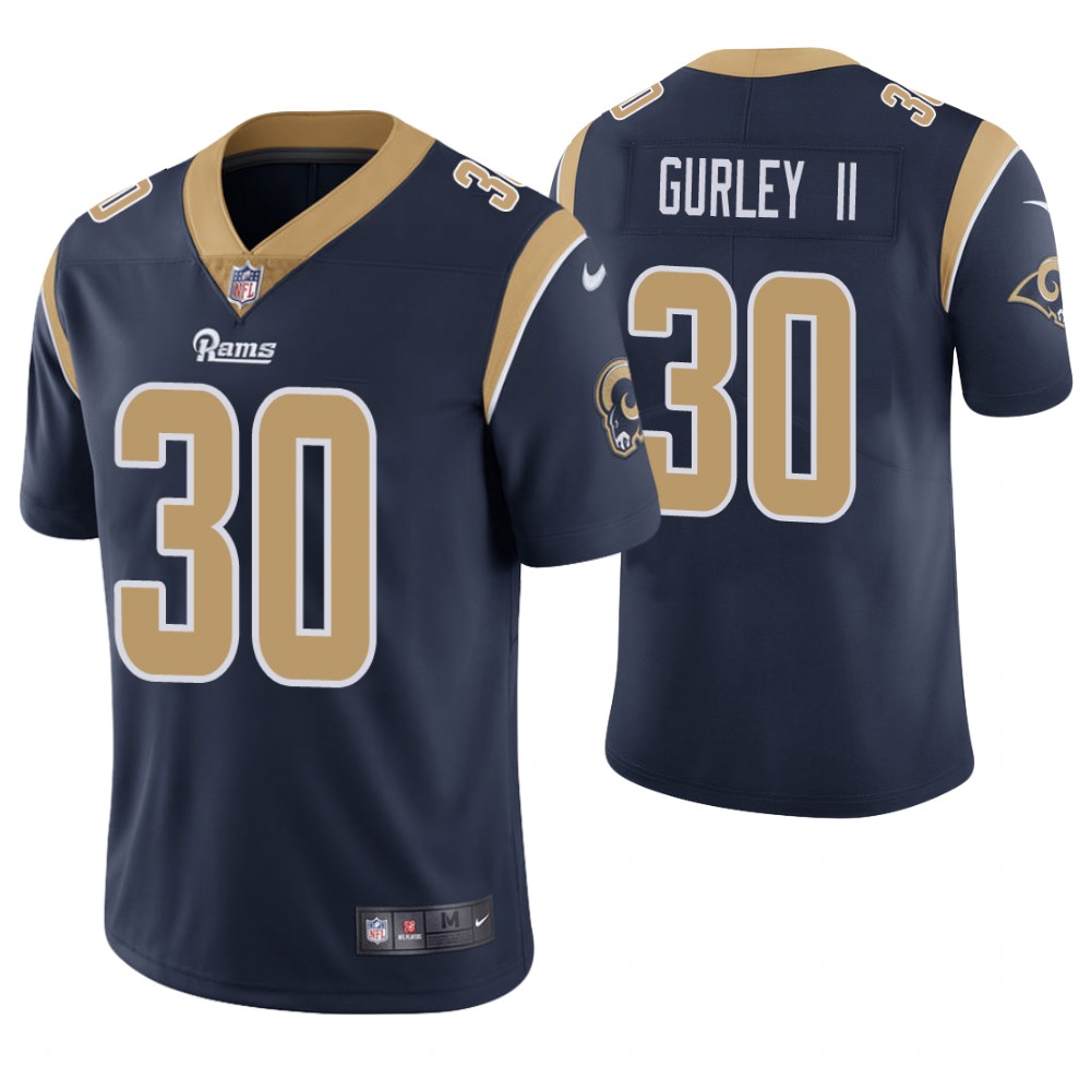 Los Angeles Rams #30 Todd Gurley II Navy Game Jersey With Super Bowl LVI Patch