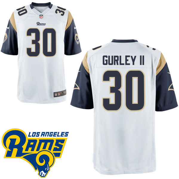 Los Angeles Rams #30 Todd Gurley II White Game Jersey With Super Bowl LVI Patch