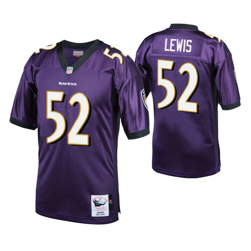 Baltimore Ravens #52 Ray Lewis Purple Vintage Replica Retired Player Jersey