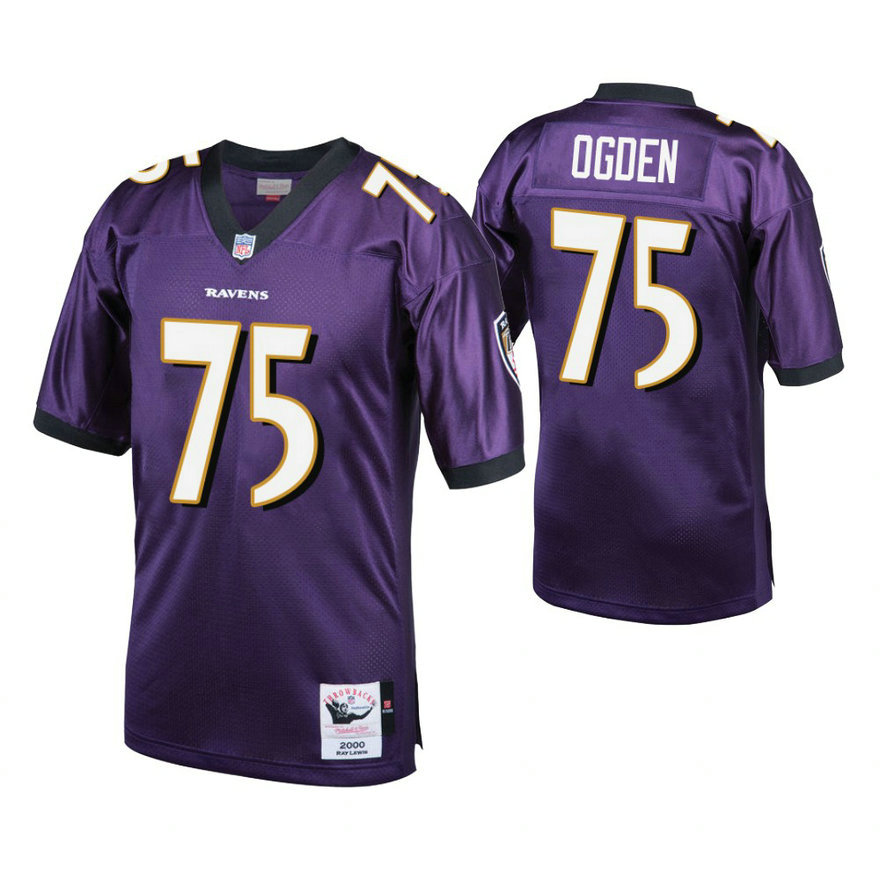 Baltimore Ravens #75 Jonathan Ogden Purple Vintage Replica Retired Player Jersey