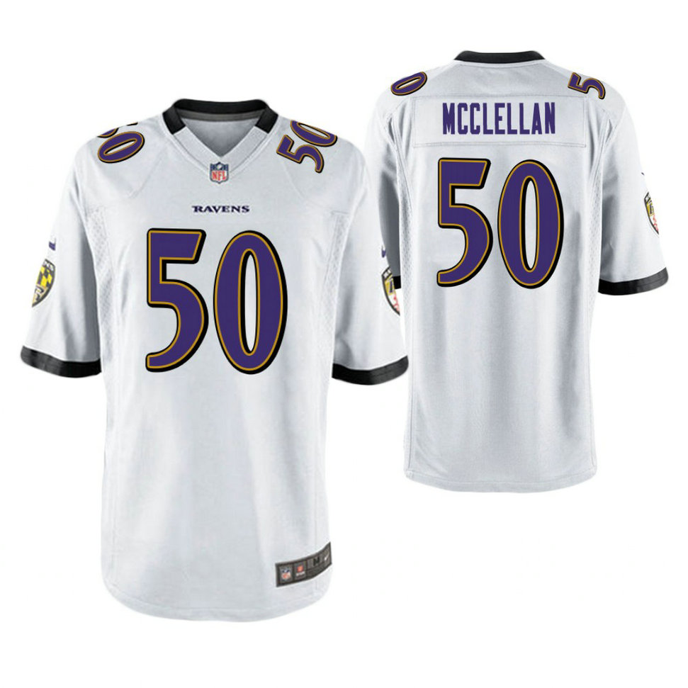 Baltimore Ravens #50 Albert McClellan White Game Jersey