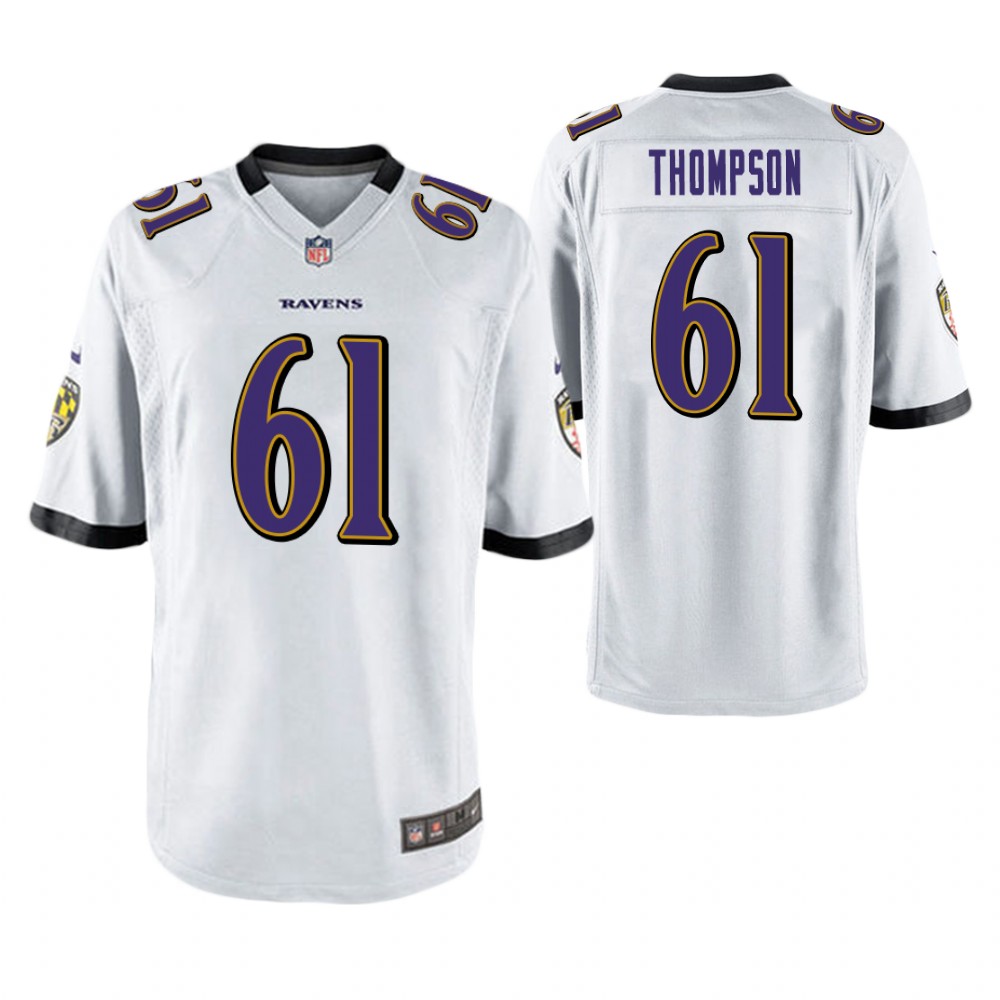 Baltimore Ravens #61 Alex Thompson White Game Jersey