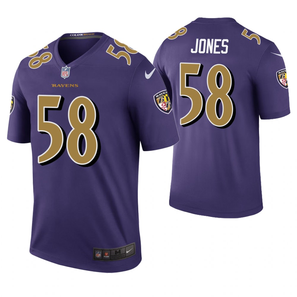 Baltimore Ravens #58 Alvin Jones Purple Color Rush Legend Jersey