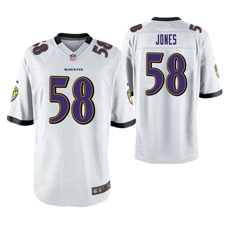 Baltimore Ravens #58 Alvin Jones White Game Jersey