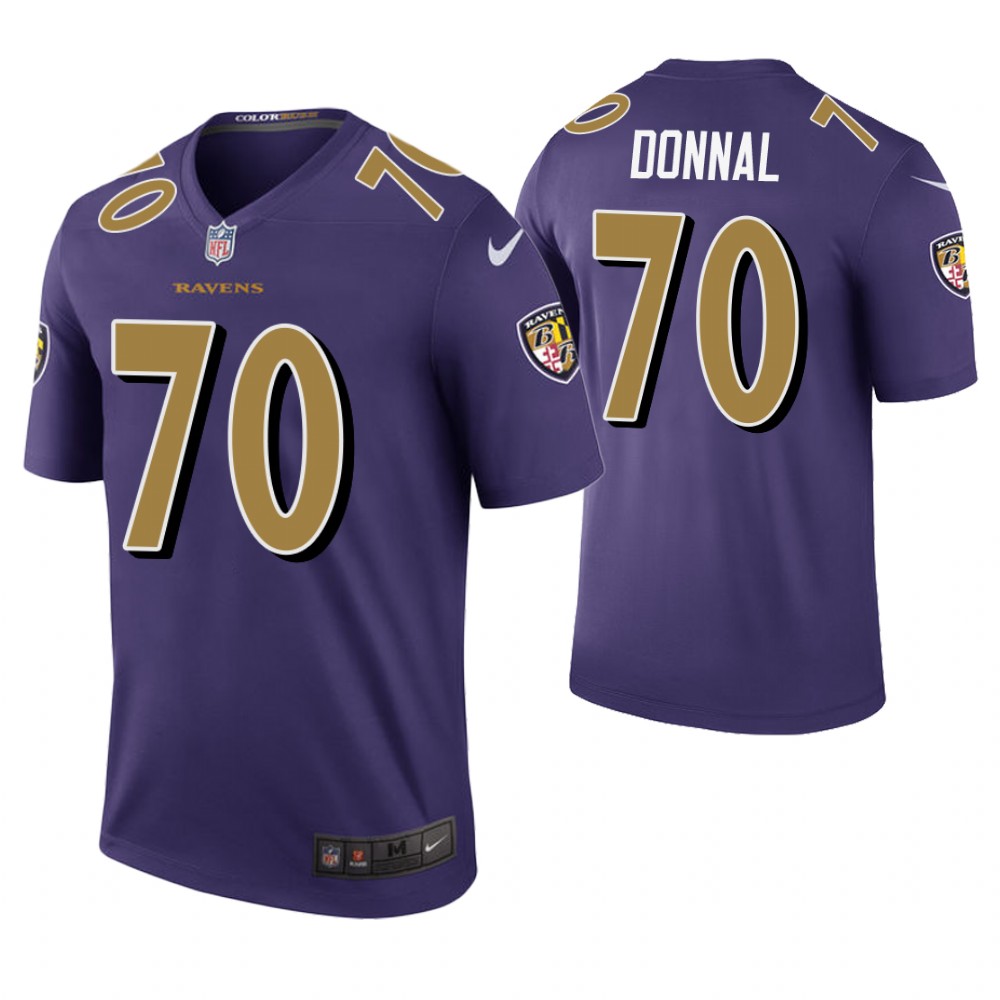 Baltimore Ravens #70 Andrew Donnal Purple Color Rush Legend Jersey