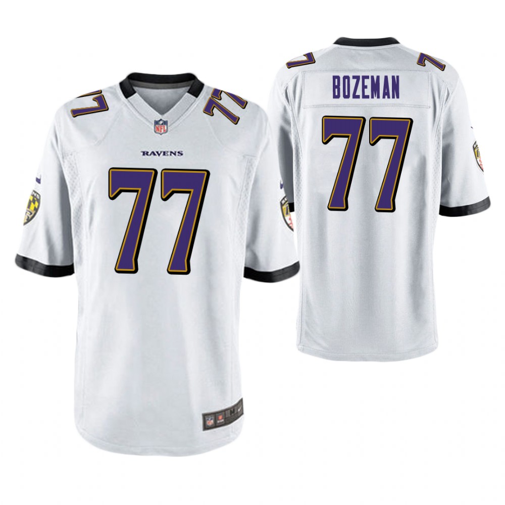 Baltimore Ravens #77 Bradley Bozeman White Game Jersey