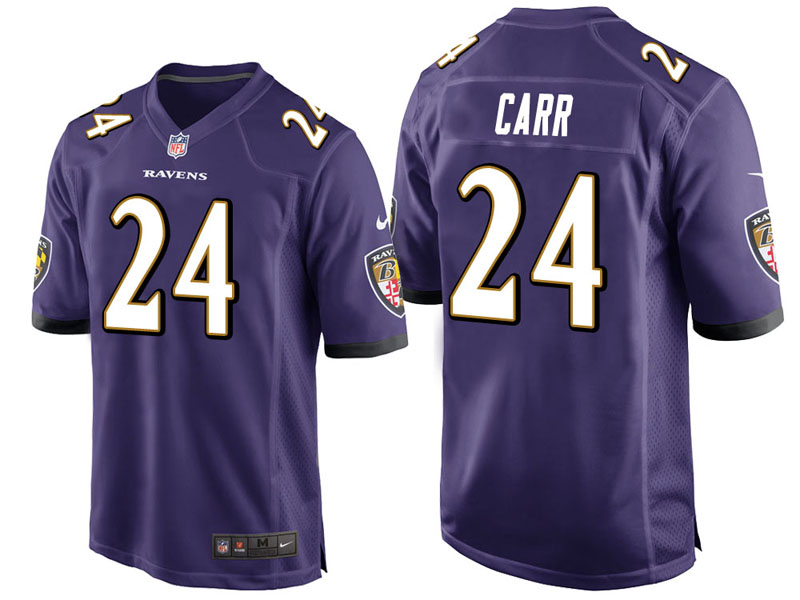 Baltimore Ravens #24 Brandon Carr Purple Game Jersey Baltimore Ravens #24 Brandon Carr Purple Game Jersey