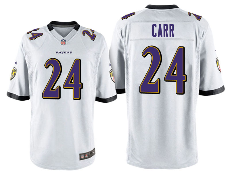 Baltimore Ravens #24 Brandon Carr White Game Jersey Baltimore Ravens #24 Brandon Carr White Game Jersey
