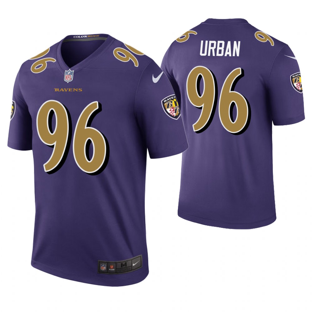 Baltimore Ravens #96 Brent Urban Purple Color Rush Legend Jersey