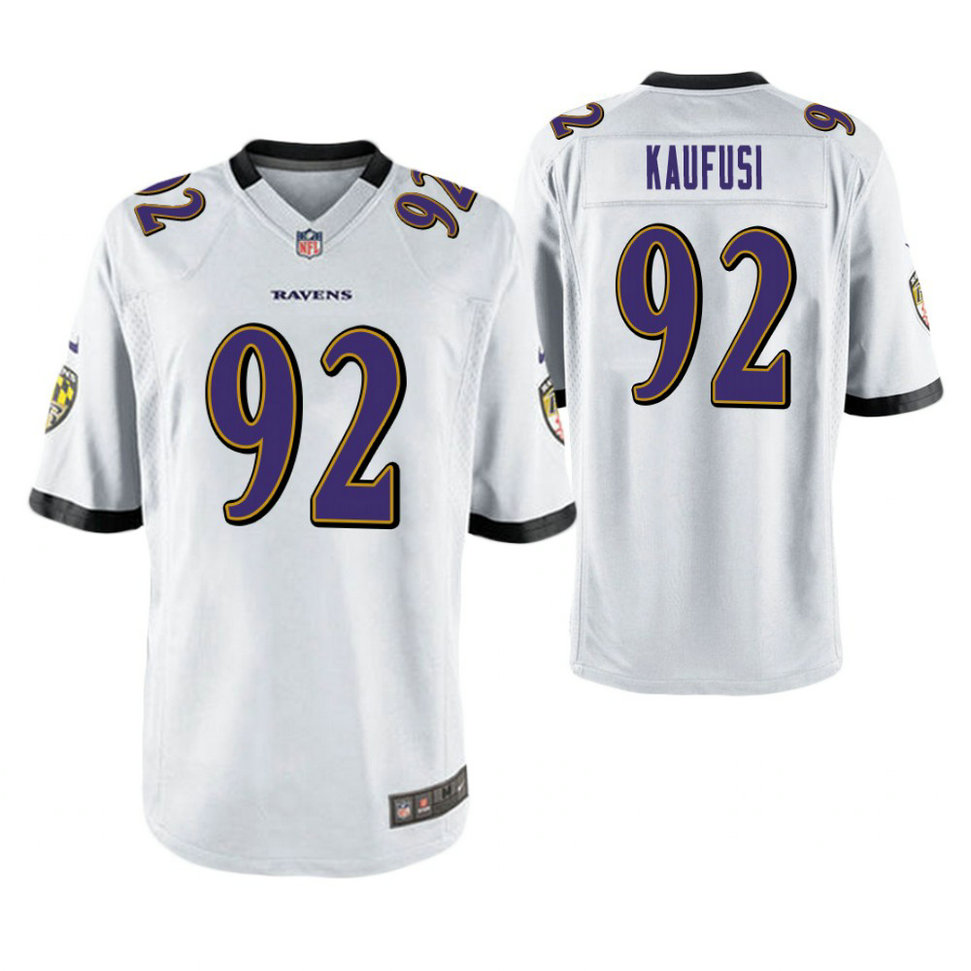 Baltimore Ravens #92 Bronson Kaufusi White Game Jersey Baltimore Ravens #92 Bronson Kaufusi White Game Jersey