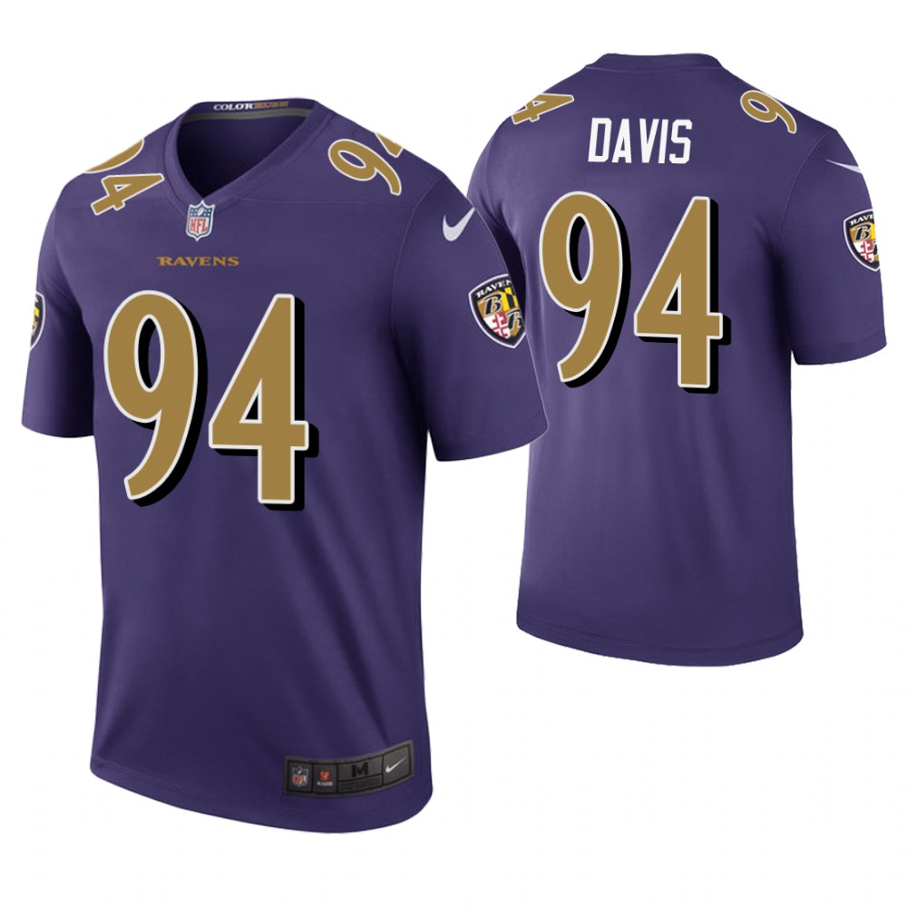 Baltimore Ravens #94 Carl Davis Purple Color Rush Legend Jersey