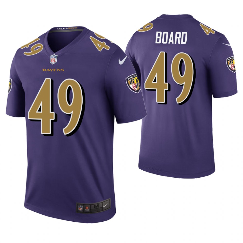 Baltimore Ravens #49 Chris Board Purple Color Rush Legend Jersey