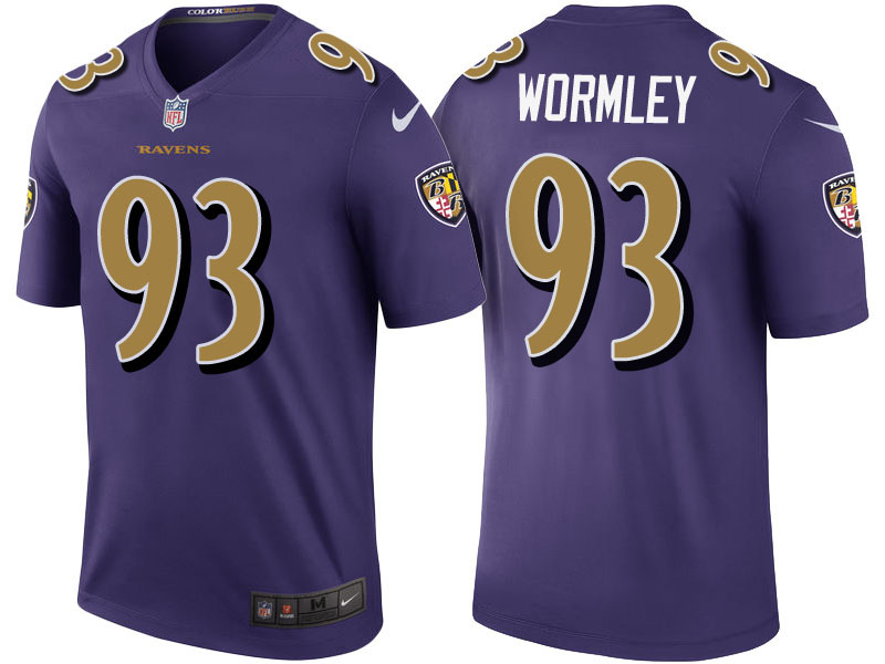 Baltimore Ravens #93 Chris Wormley Purple Color Rush Legend Jersey