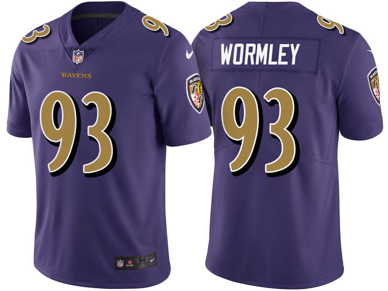 Baltimore Ravens #93 Chris Wormley Purple Vapor Untouchable Color Rush Limited Jersey