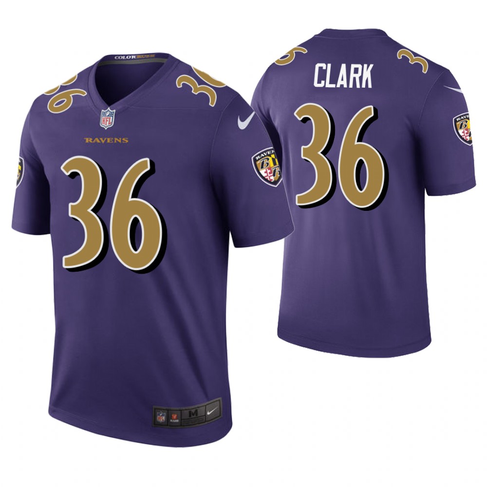 Baltimore Ravens #36 Chuck Clark Purple Color Rush Legend Jersey