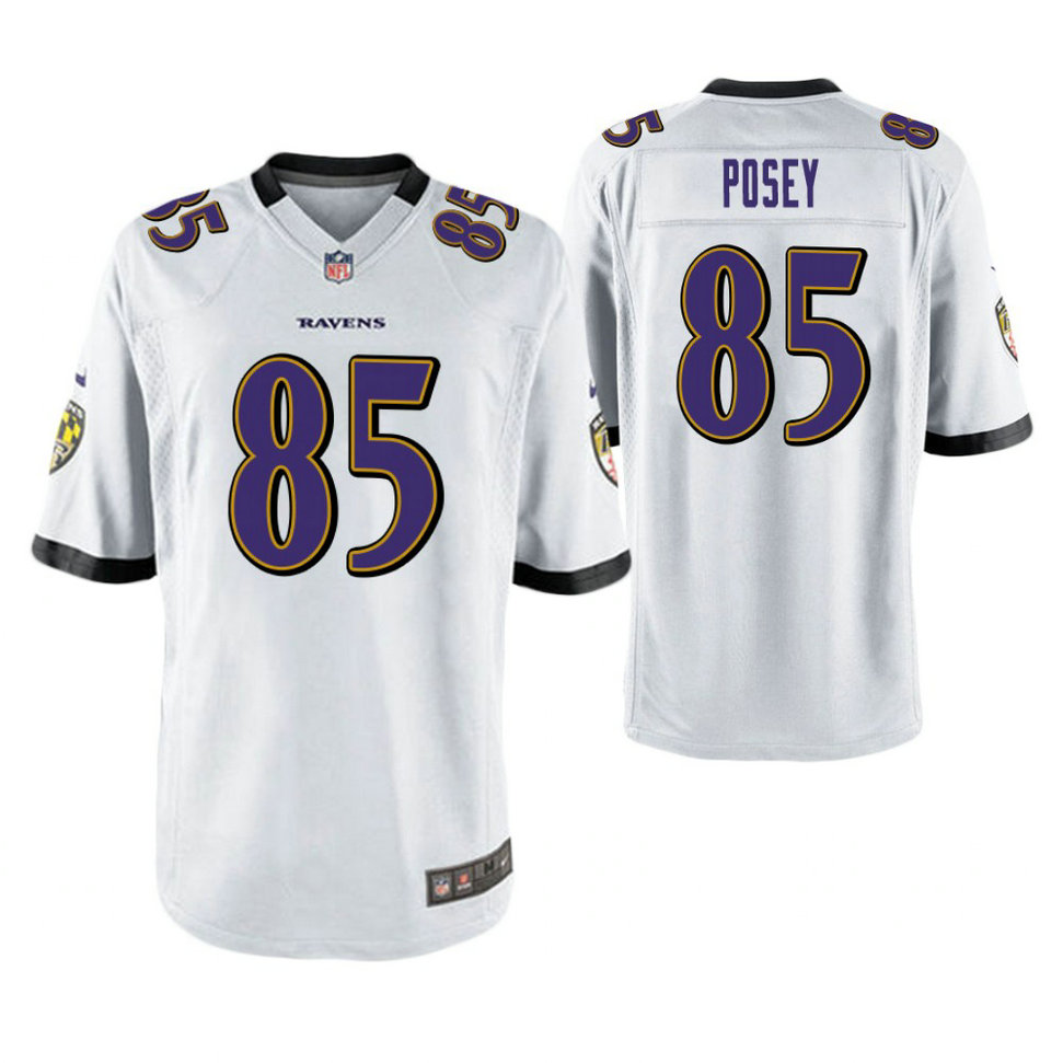 Baltimore Ravens #85 DeVier Posey White Game Jersey