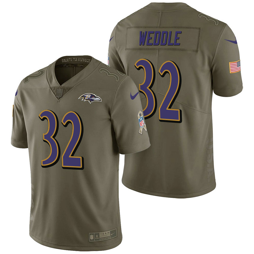 Baltimore Ravens #32 Eric Weddle Olive 2017 Salute to Service Limited Jersey