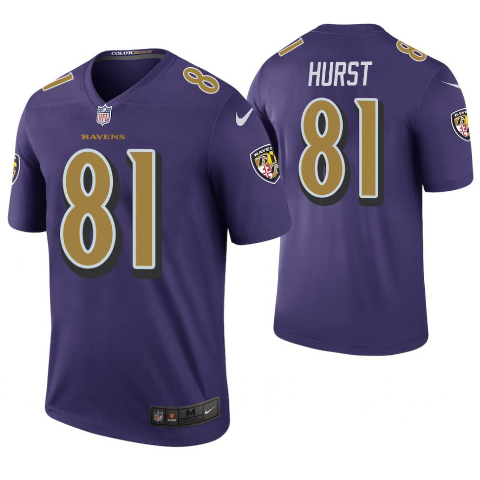 Baltimore Ravens #81 Hayden Hurst Purple Color Rush Legend Jersey