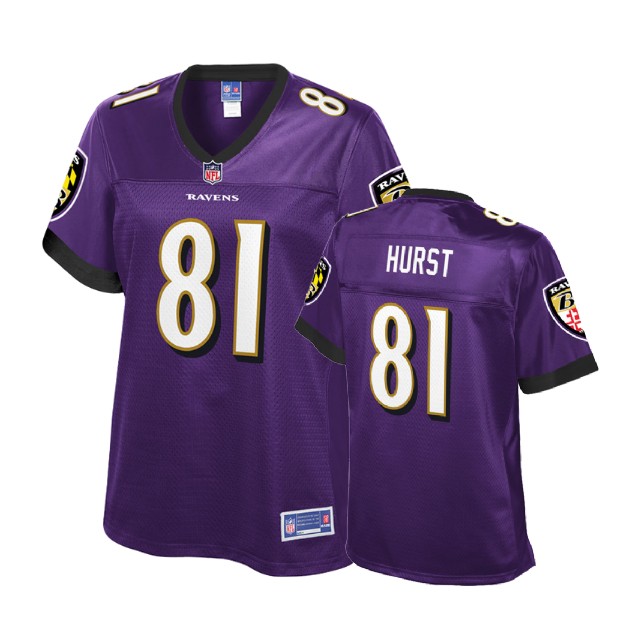 Women Baltimore Ravens 2018 Draft #81 Hayden Hurst Purple Player Pro Line Jersey