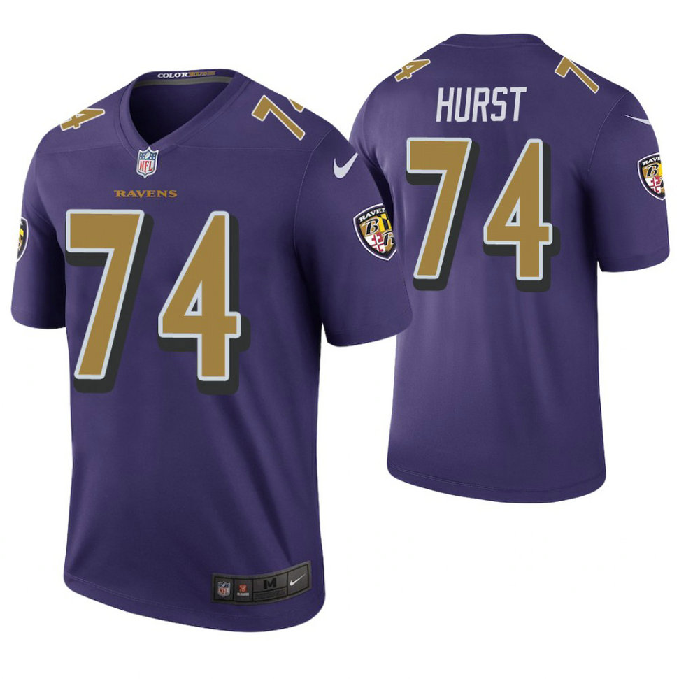 Baltimore Ravens #74 James Hurst Purple Color Rush Legend Jersey
