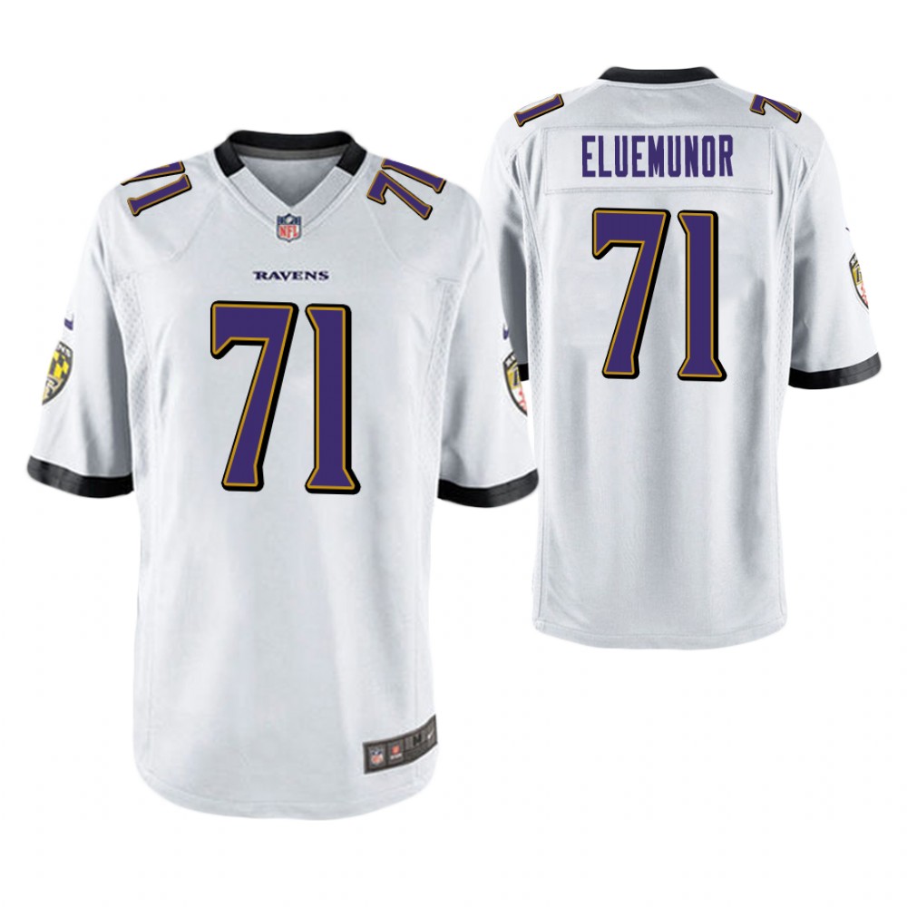 Baltimore Ravens #71 Jermaine Eluemunor White Game Jersey Baltimore Ravens #71 Jermaine Eluemunor White Game Jersey