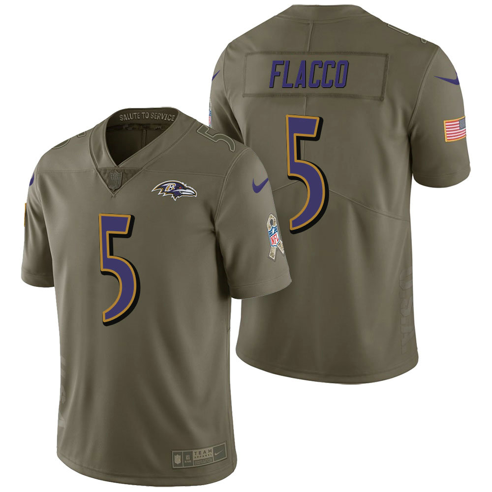 Baltimore Ravens #5 Joe Flacco Olive 2017 Salute to Service Limited Jersey