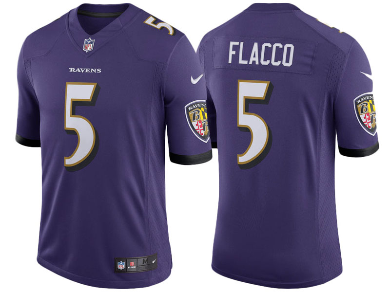 Baltimore Ravens #5 Joe Flacco Purple Speed Machine Limited Player Jersey
