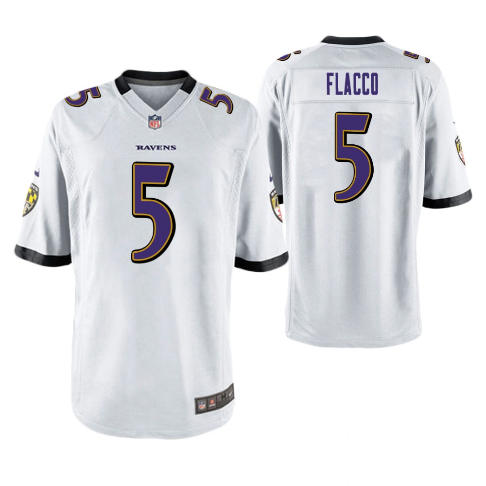 Baltimore Ravens #5 Joe Flacco White Game Jersey