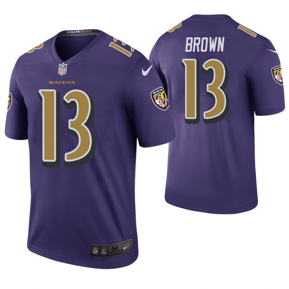 Baltimore Ravens #13 John Brown Purple Color Rush Legend Jersey