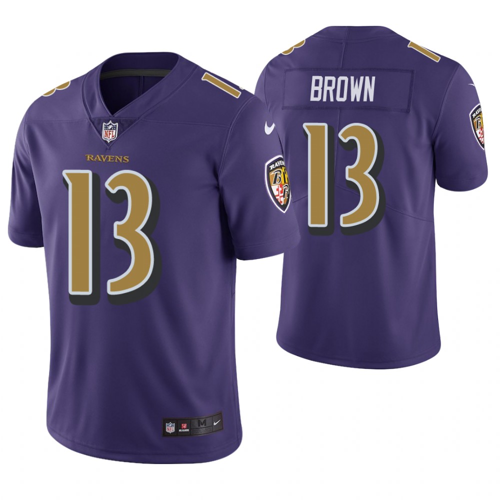 Baltimore Ravens #13 John Brown Purple Vapor Untouchable Color Rush Limited Jersey