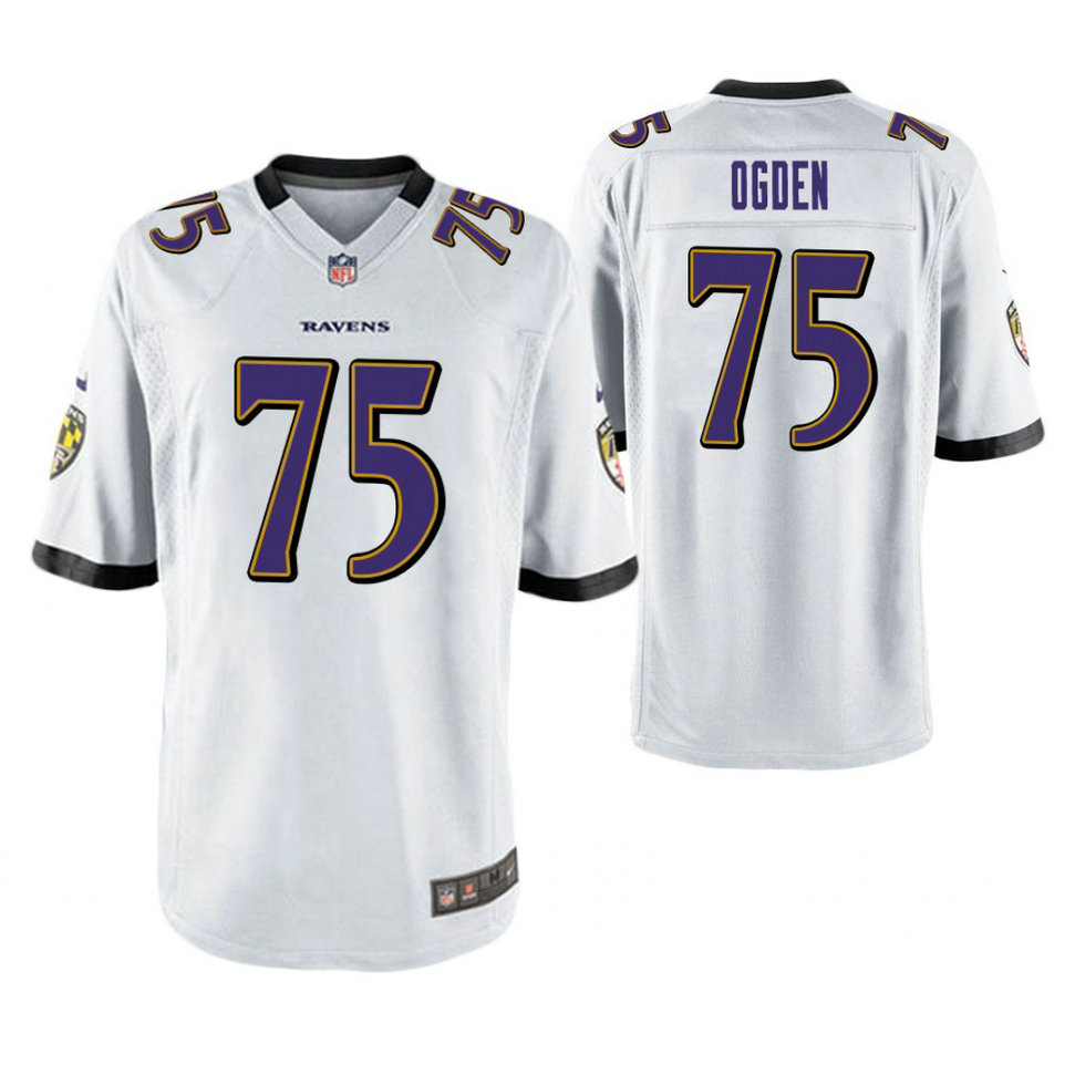 Baltimore Ravens #75 Jonathan Ogden White Game Retired Player Jersey