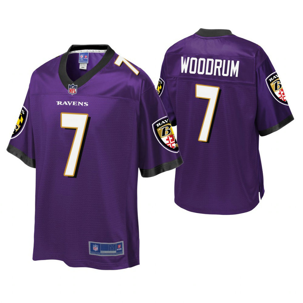 Youth Baltimore Ravens #7 Josh Woodrum Purple Player Pro Line Jersey