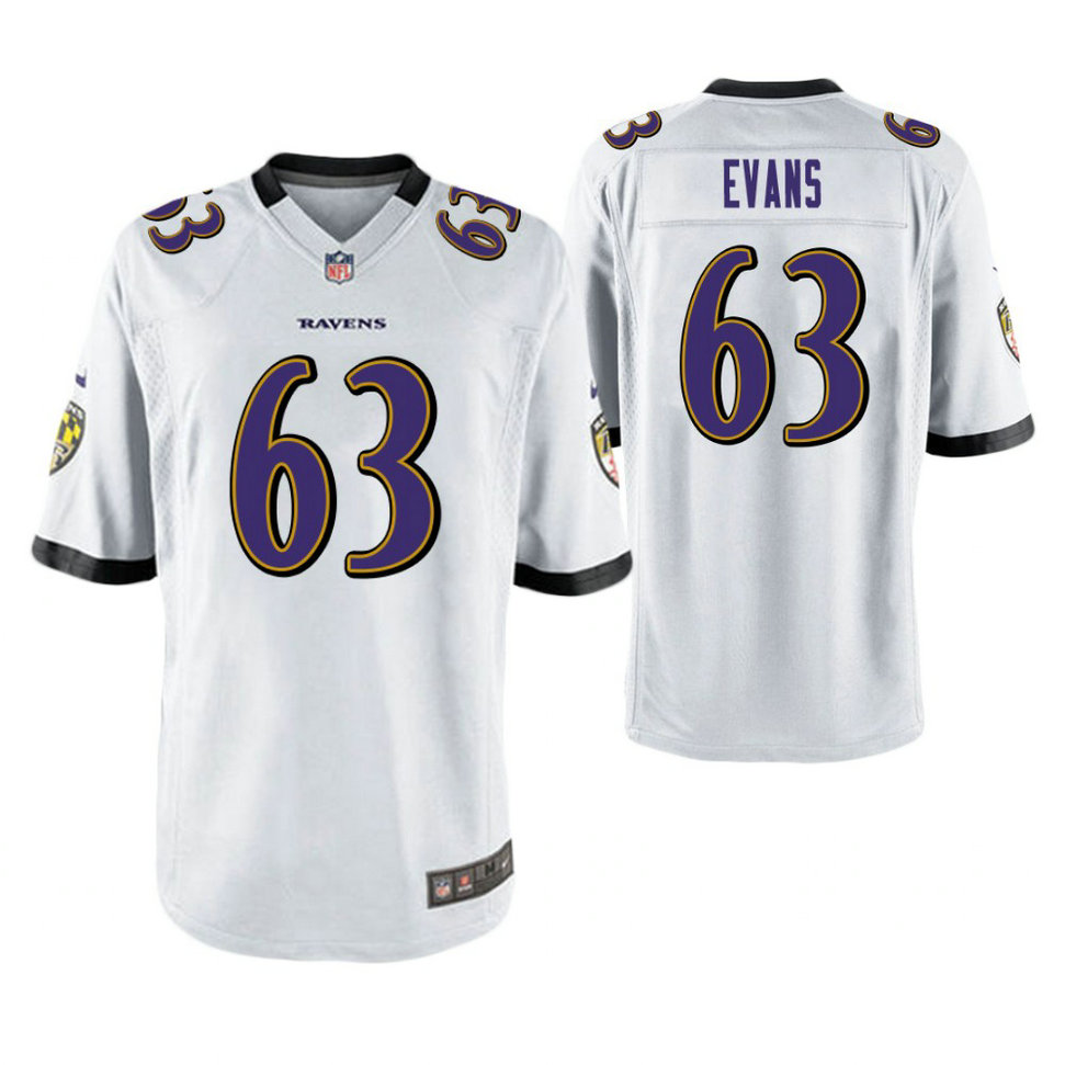 Baltimore Ravens #63 Justin Evans White Game Jersey Baltimore Ravens #63 Justin Evans White Game Jersey