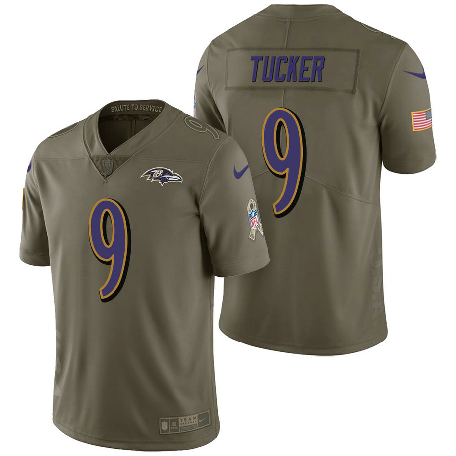 Baltimore Ravens #9 Justin Tucker Olive 2017 Salute to Service Limited Jersey