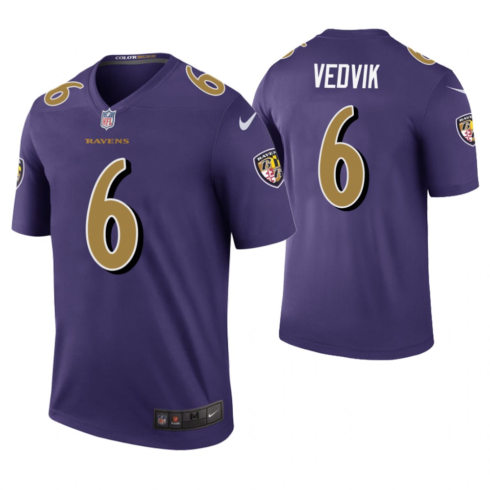 Baltimore Ravens #6 Kaare Vedvik Purple Color Rush Legend Jersey