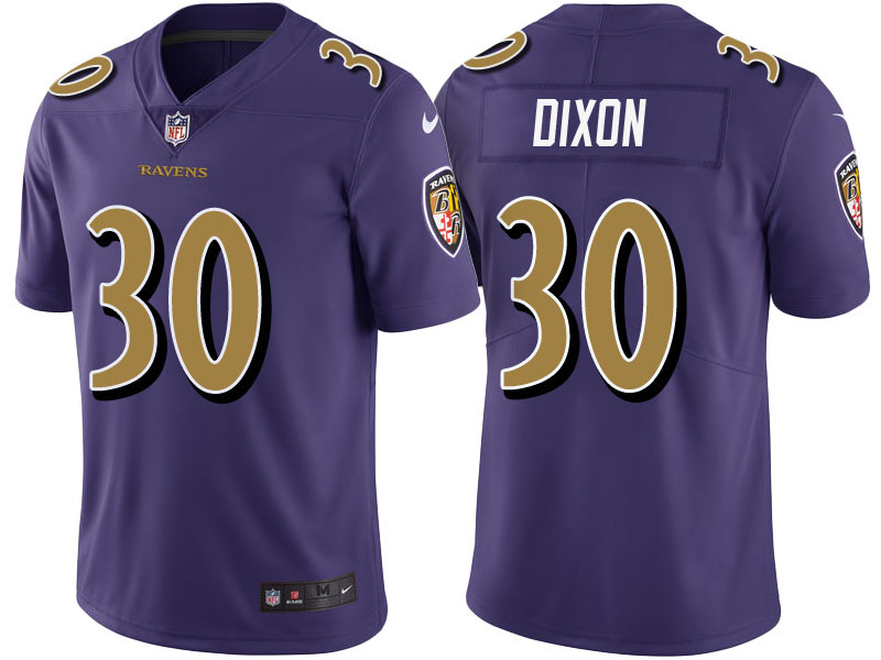 Baltimore Ravens #30 Kenneth Dixon Purple Vapor Untouchable Color Rush Limited Jersey