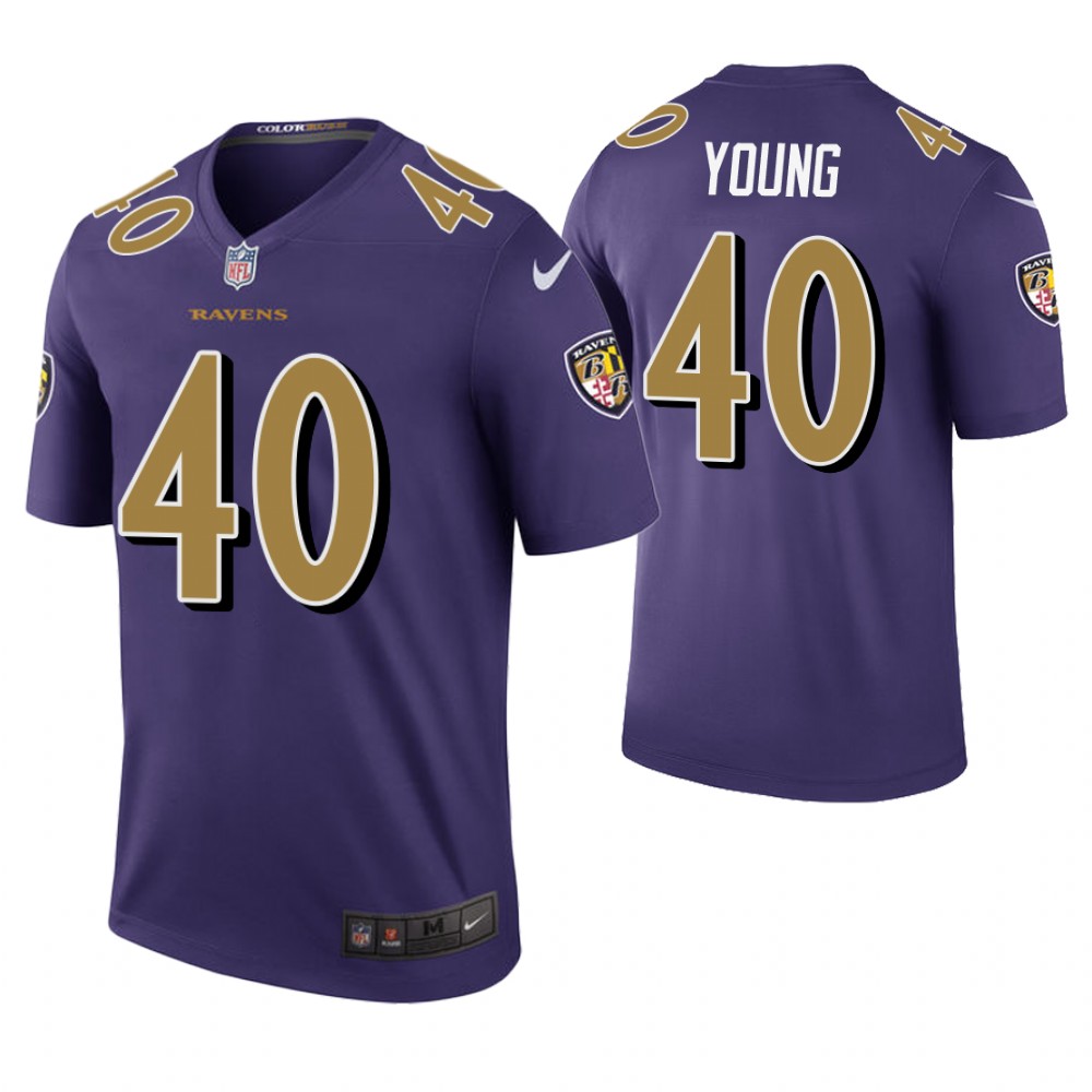 Baltimore Ravens #40 Kenny Young Purple Color Rush Legend Jersey
