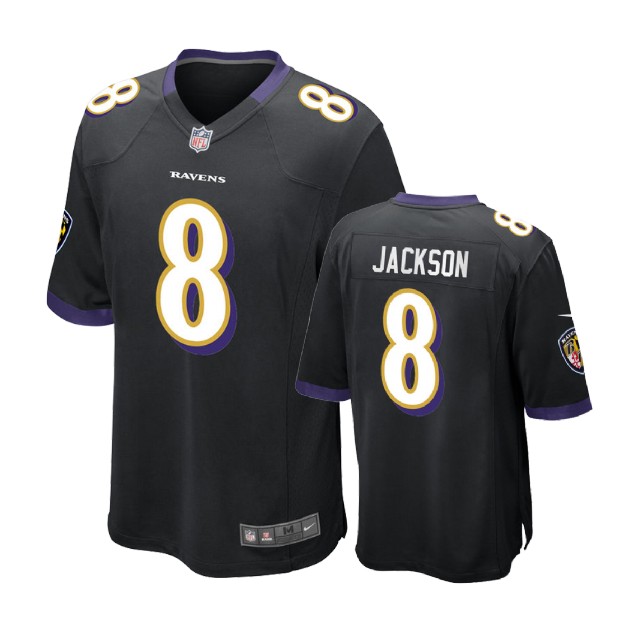 Baltimore Ravens #8 Lamar Jackson Black 2018 Draft Pick Game Jersey