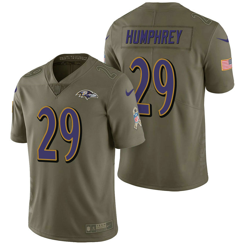 Baltimore Ravens #29 Marlon Humphrey Olive 2017 Salute to Service Limited Jersey