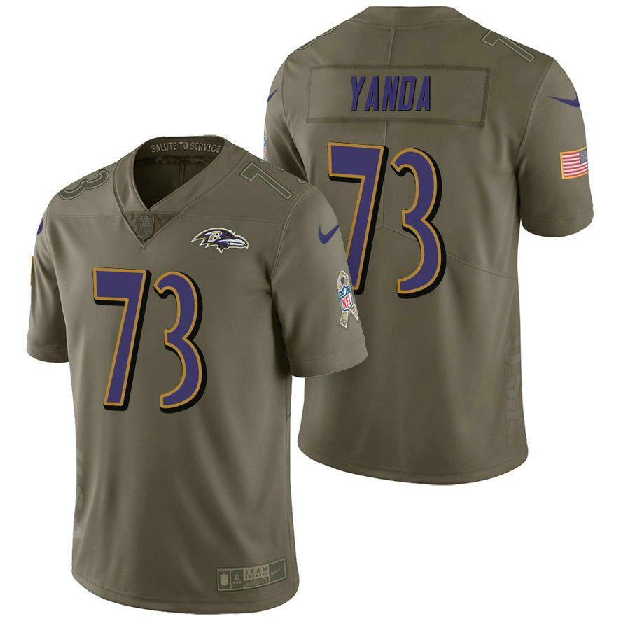 Baltimore Ravens #73 Marshal Yanda Olive 2017 Salute to Service Limited Jersey