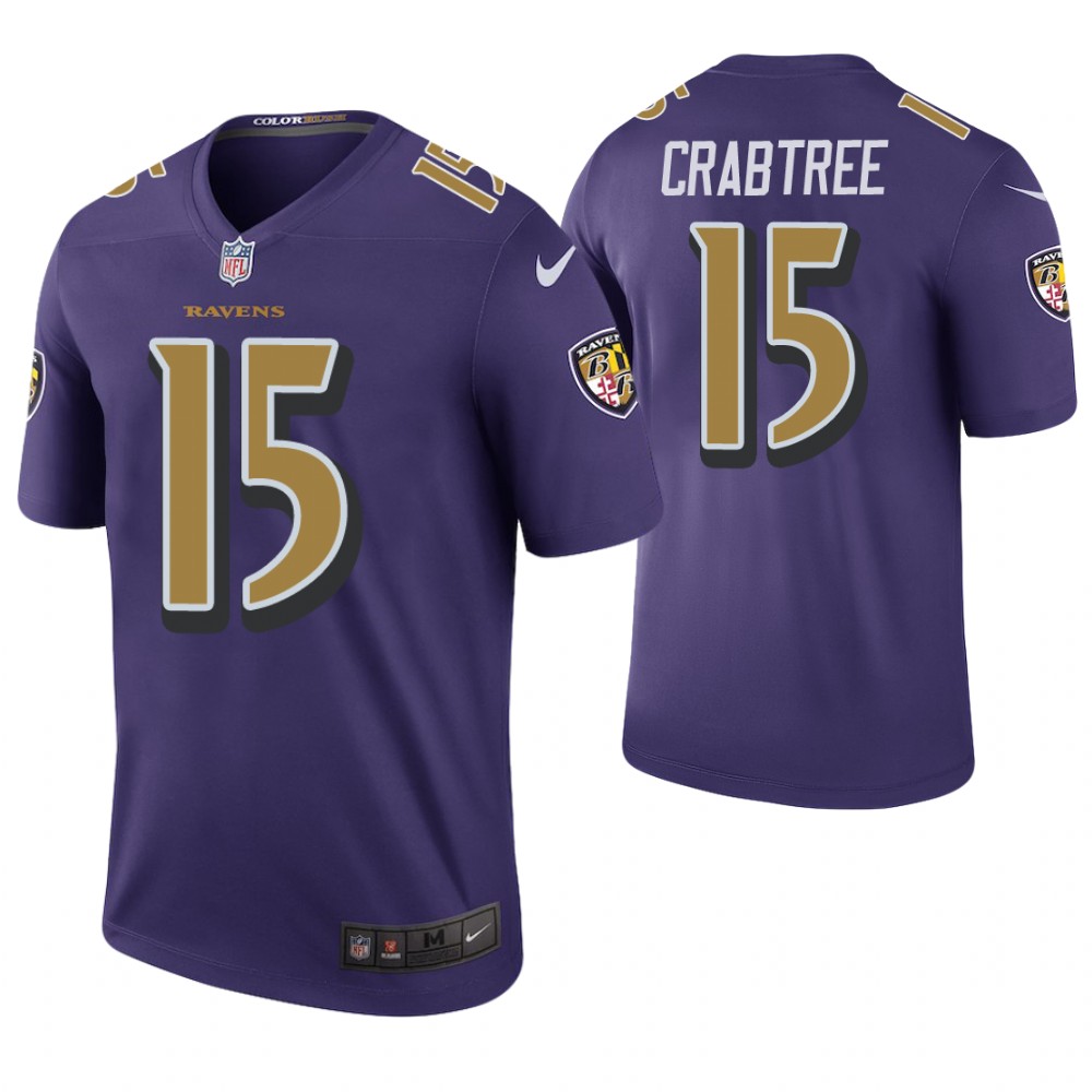 Baltimore Ravens #15 Michael Crabtree Purple Color Rush Legend Jersey Baltimore Ravens #15 Michael Crabtree Purple Color Rush Legend Jersey